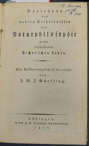 Lot 2185, Auction  119, Schelling, Friedrich Wilhelm Joseph von, Darlegung des wahren Verhältnisses