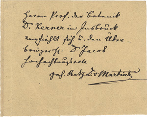 Lot 2561, Auction  119, Martius, Carl Friedrich Philipp von, 3 Briefe + Beilage