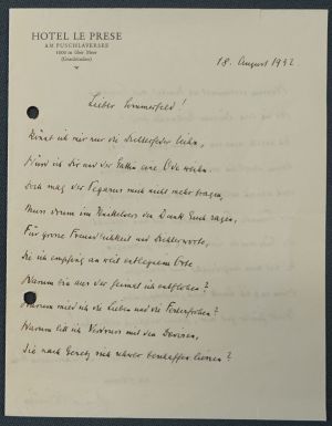 Lot 2578, Auction  119, Willstätter, Richard, Signiertes Gedichtmanuskript