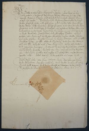 Lot 2582, Auction  119, Eleonora Sophie, Fürstin zu Anhalt-Bernburg, Signiertes Schriftstück 1656