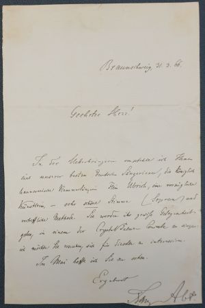 Lot 2619, Auction  119, Abt, Franz, Brief an Sir August Manns