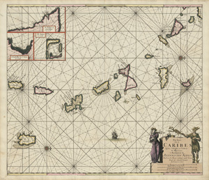 Lot 2859, Auction  119, Keulen, Johannes van, Pas kaart van de Caribes tusschen