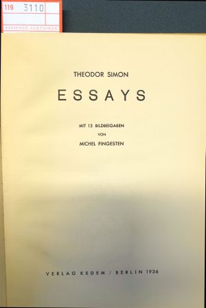 Lot 3110, Auction  119, Simon, Theodor und Fingesten, Michel - Illustr., Essays