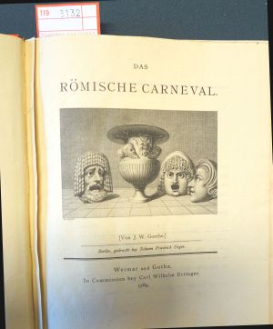 Lot 3132, Auction  119, Goethe, Johann Wolfgang von, Das römische Carneval