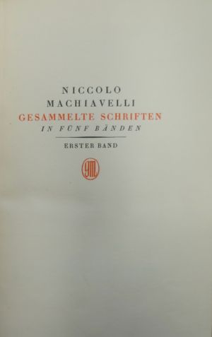 Lot 3377, Auction  119, Machiavelli, Niccolo, Gesammelte Schriften 