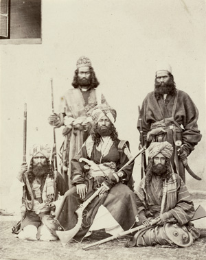 Los 4027 - British India - Portraits of Pashtun or Afghan warriors and panoramic view of Karatschi - 0 - thumb