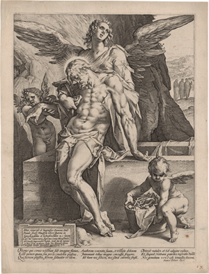 Lot 5125, Auction  119, Goltzius, Hendrick, Der Leichnam Christi von Engeln gestützt
