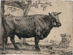 Lot 5179, Auction  119, Potter, Paulus, "Het Bullenboekje": Die Folge mit Ochsen und Kühen