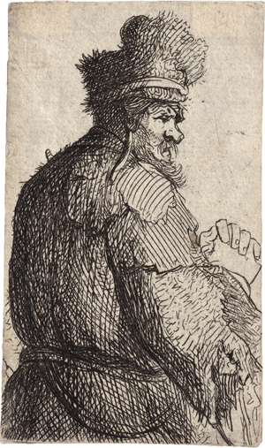 Lot 5198, Auction  119, Rembrandt Harmensz. van Rijn, Alter Mann in Rückenansicht, Halbfigur im Profil nach rechts