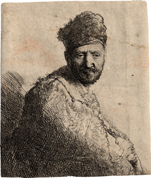 Lot 5204, Auction  119, Rembrandt Harmensz. van Rijn, Mann mit kurzem Bart, in gesticktem Pelzmantel