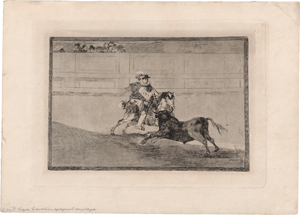 Lot 5485, Auction  119, Goya, Francisco de, Un caballero español en plaza quebrando Rejoncillos sin auxilio