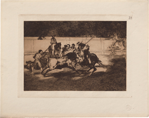 Lot 5487, Auction  119, Goya, Francisco de, El esforzado Rendón picando un toro; Combat dans une voiture