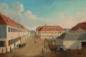 Lot 6033, Auction  119, Deutsch, um 1800. Straße in einer kleinen Stadt mit Staffage