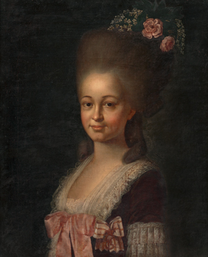 Lot 6034, Auction  119, Deutsch, 1835. Bildnis der Henriette Gebhard im Alter von 27 Jahren mit blumengeschmücktem Haar und schleifenverziertem Spitzenkleid
