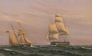 Lot 6043, Auction  119, Eckersberg, Christoffer Wilhelm, Marine mit feuerndem Kriegsschiff und Schoner 