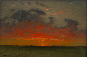 Lot 6101, Auction  119, Koerner, Ernst Carl Eugen, Abendglühen über einer weiten Landschaft bei Körnersfelde