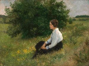 Lot 6181, Auction  119, Seeger, Hermann, Junge Frau in einer Sommerwiese sitzend