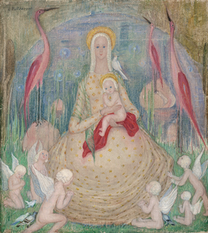 Lot 6193, Auction  119, Ritzerow, Antonie, Madonna im Sternenkleid mit Kind und Engeln vor einem Teich mit Reihern