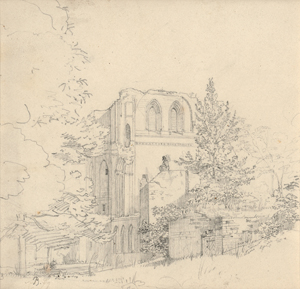 Lot 6252, Auction  119, Biermann, Karl Eduard, zugeschrieben. Die Ruinen von Kloster Lehnin mit einem auf einer Mauer sitzenden Zeichner