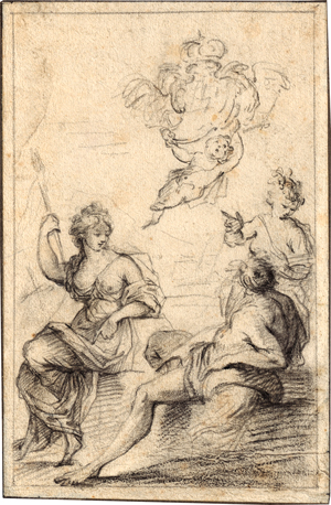 Lot 6525, Auction  119, Bartolozzi, Francesco, Allegorie mit einem Flussgott, zwei weiblichen Figuren und wappenhaltenden Putto