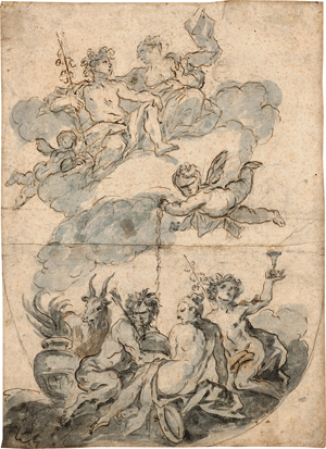 Lot 6556, Auction  119, Mura, Franceso de - zugeschrieben, Bacchus mit seinem Gefolge - Entwurf für ein Deckenfresko