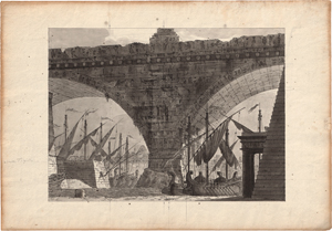 Lot 6560, Auction  119, Galliari, Gasparo, Theaterprospekt mit imposanter Hafenbrücke