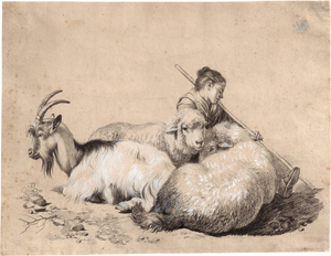 Lot 6586, Auction  119, Londonio, Francesco, Schlafende Hirtin mit Ziege und zwei Schafen