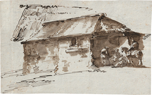 Lot 6587, Auction  119, Bison, Giuseppe Bernardino, Eine Bauernhütte mit figürlicher Staffage
