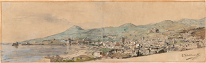 Lot 6675, Auction  119, Hildebrandt, Eduard, Blick auf Neapel von Süden mit Castel dell'Ovo und Castel Sant'Elmo
