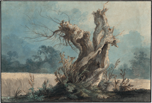 Lot 6699, Auction  119, Deutsch, 1827. Landschaft mit Weidenstumpf und Disteln