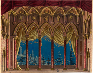 Lot 6715, Auction  119, Deutsch, um 1830. Bühnenbildentwürfe: Vier Palastinterieurs im venezianischen und ägyptischen Stil