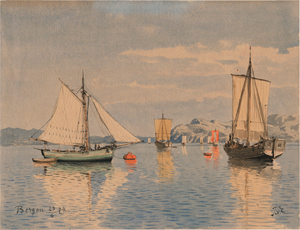 Lot 6733, Auction  119, Eckenbrecher, Themistokles von, Segelschiffe auf dem Byfjord vor Bergen