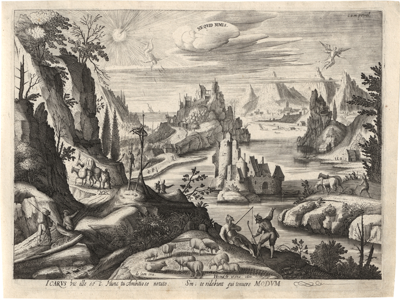 Lot 5025, Auction  119, Hondius, Hendrick, Landschaft mit dem Sturz des Ikarus