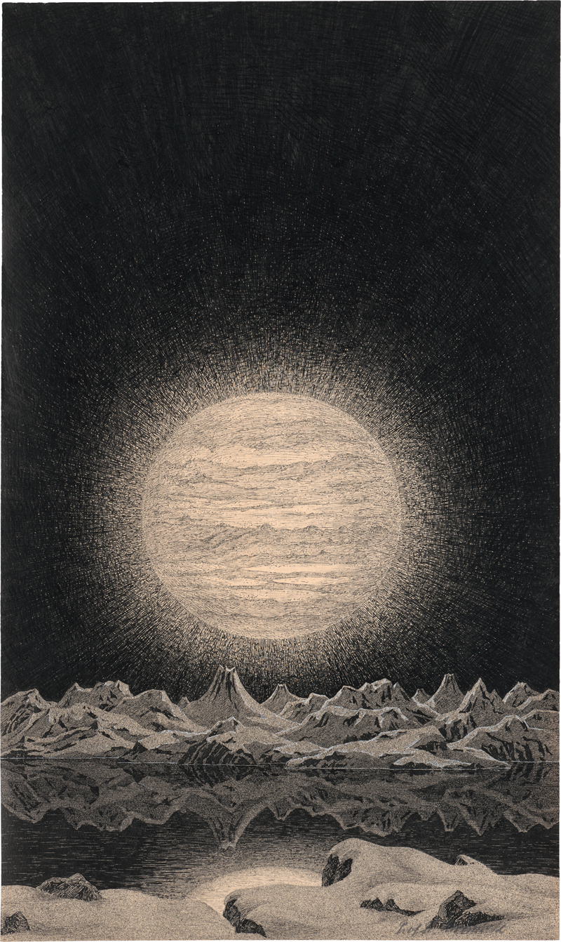 Lot 6762, Auction  119, Schwimbeck, Fritz, "Ewigkeit": Strahlender Planet über dem Eismeer
