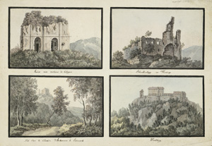 Lot 166, Auction  120, Ruinen in Thüringen, 4 Souvenirtafeln mit verschiedenen Veduten von Ruinen in Thüringen 