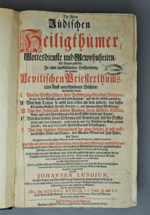 Lot 543, Auction  120, Lundius, Johannes, Die Alten Jüdischen Heiligthümer