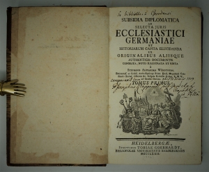 Lot 644, Auction  120, Subsidia diplomatica, ad selecta juris ecclesiastici Germaniae