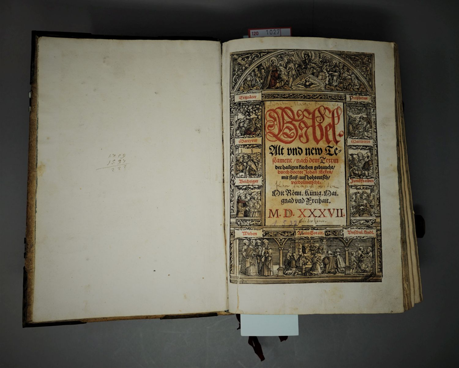 Los 1027 - Bibel, Alt und new Testament - nach dem Text in der hailigen Kirchen gebraucht, durch Doctor Johann Ecken - 9 - thumb