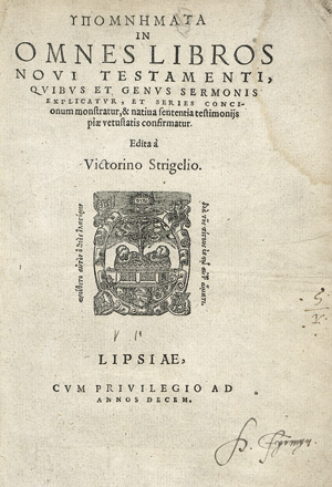 Lot 1115, Auction  120, Strigel, Victorin, Hypomnemata in omnes libros novi testamenti
