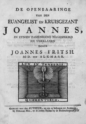 Lot 1157, Auction  120, Fritsch, Joannes, De openbaaringe van den euangelist en kruisgezant Joannes