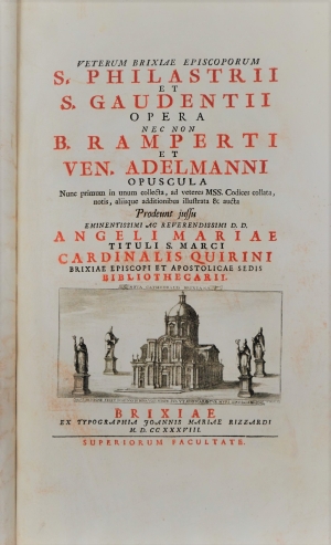 Lot 1188, Auction  120, Quirini, Angelo Maria, Veterum Brixiae Episcoporum S. Philastrii et Gaudentii Opera 