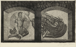 Lot 1527, Auction  120, Fuchs, Ernst, Samson kämpft gegen die Philister. Aquatinta-Radierung mit Schabkunst