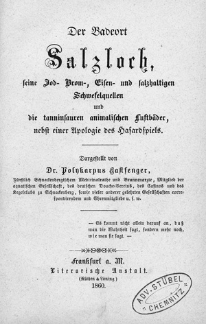 Lot 2040, Auction  120, Hoffmann, Heinrich, Der Badeort Salzloch