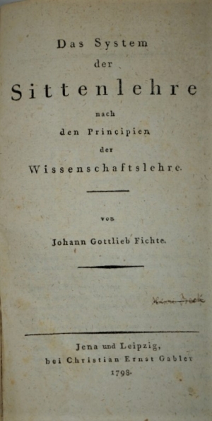 Lot 2128, Auction  120, Fichte, Johann Gottlieb, Das System der Sittenlehre 