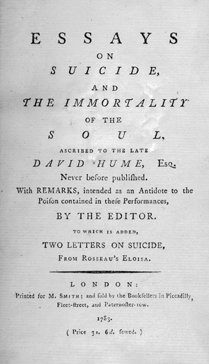 Lot 2131, Auction  120, Hume, David, Essays on suicide