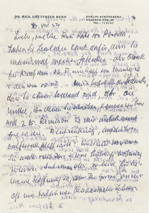 Lot 2305, Auction  120, Benn, Gottfried, Brief 1954