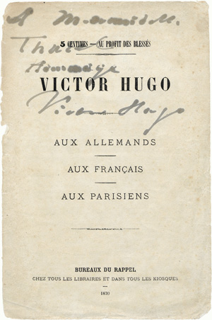 Lot 2338, Auction  120, Hugo, Victor, Broschüre mit Widmung