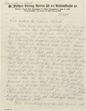 Los 2345 - Loerke, Oskar - Brief an Friedrich Schnack - 0 - thumb