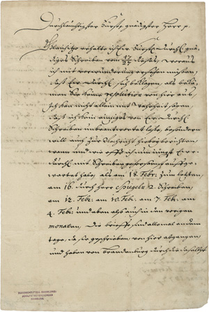 Lot 2444, Auction  120, Derfflinger, Georg Reichsfreiherr von, Brief an den Großen Kurfürsten