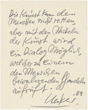 Los 2753 - Uecker, Günther und Kruse, Ingrid von - Maler, Zeichner und Objektkünstler, Vertreter der kinetischen Kunst (geb. 1930).  - 1 - thumb